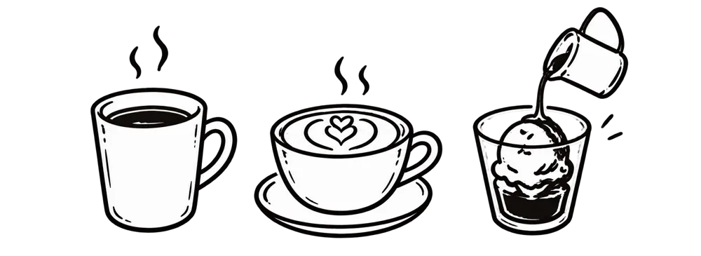 複数のコーヒーの線画